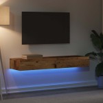 vidaXL Dulapuri TV cu lumini LED, 2 buc., lemn vechi, 60x35x15,5 cm