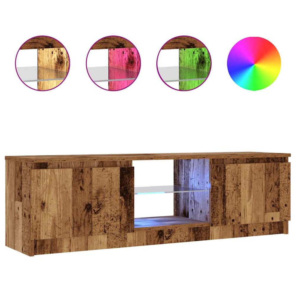 vidaXL Dulap TV cu lumini LED lemn vechi 120x30x36 cm lemn prelucrat