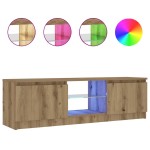 vidaXL Dulap TV cu LED stejar artizanal 120x30x36cm lemn prelucrat