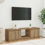 vidaXL Dulap TV cu LED stejar artizanal 120x30x36cm lemn prelucrat