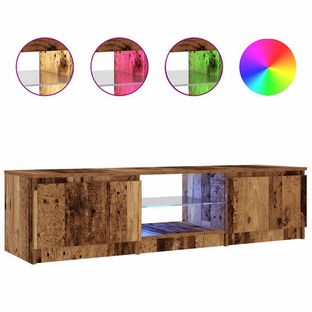 vidaXL Dulap TV cu lumini LED lemn vechi 140x40x36 cm lemn prelucrat