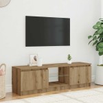 vidaXL Dulap TV cu LED stejar artizanal 140x40x36 cm lemn prelucrat
