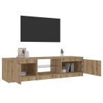 vidaXL Dulap TV cu LED stejar artizanal 140x40x36 cm lemn prelucrat