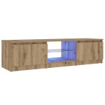 vidaXL Dulap TV cu LED stejar artizanal 140x40x36 cm lemn prelucrat