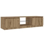 vidaXL Dulap TV cu LED stejar artizanal 140x40x36 cm lemn prelucrat