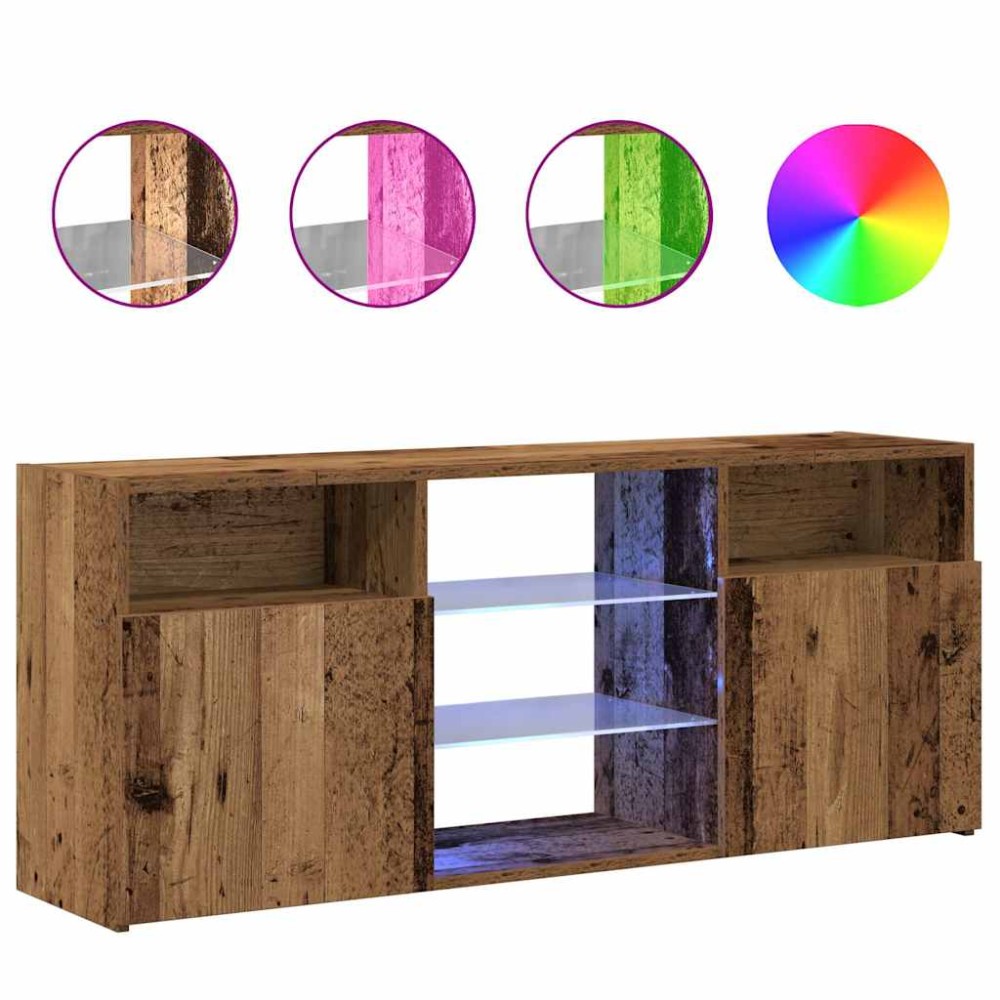 vidaXL Dulap TV cu lumini LED lemn vechi 120x30x50 cm lemn prelucrat