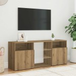 vidaXL Dulap TV cu LED stejar artizanal 120x30x50 cm lemn prelucrat