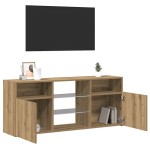 vidaXL Dulap TV cu LED stejar artizanal 120x30x50 cm lemn prelucrat