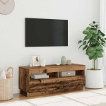 vidaXL Dulap TV cu lumini LED lemn vechi 100x35x40 cm lemn prelucrat vidaXL Dulap TV cu lumini LED lemn vechi 100x35x40 cm lemn prelucrat