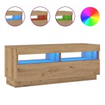 vidaXL Dulap TV lumini LED stejar artizanal 100x35x40cm lemn prelucrat