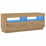 vidaXL Dulap TV lumini LED stejar artizanal 100x35x40cm lemn prelucrat