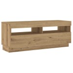 vidaXL Dulap TV lumini LED stejar artizanal 100x35x40cm lemn prelucrat
