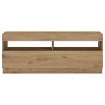 vidaXL Dulap TV lumini LED stejar artizanal 100x35x40cm lemn prelucrat
