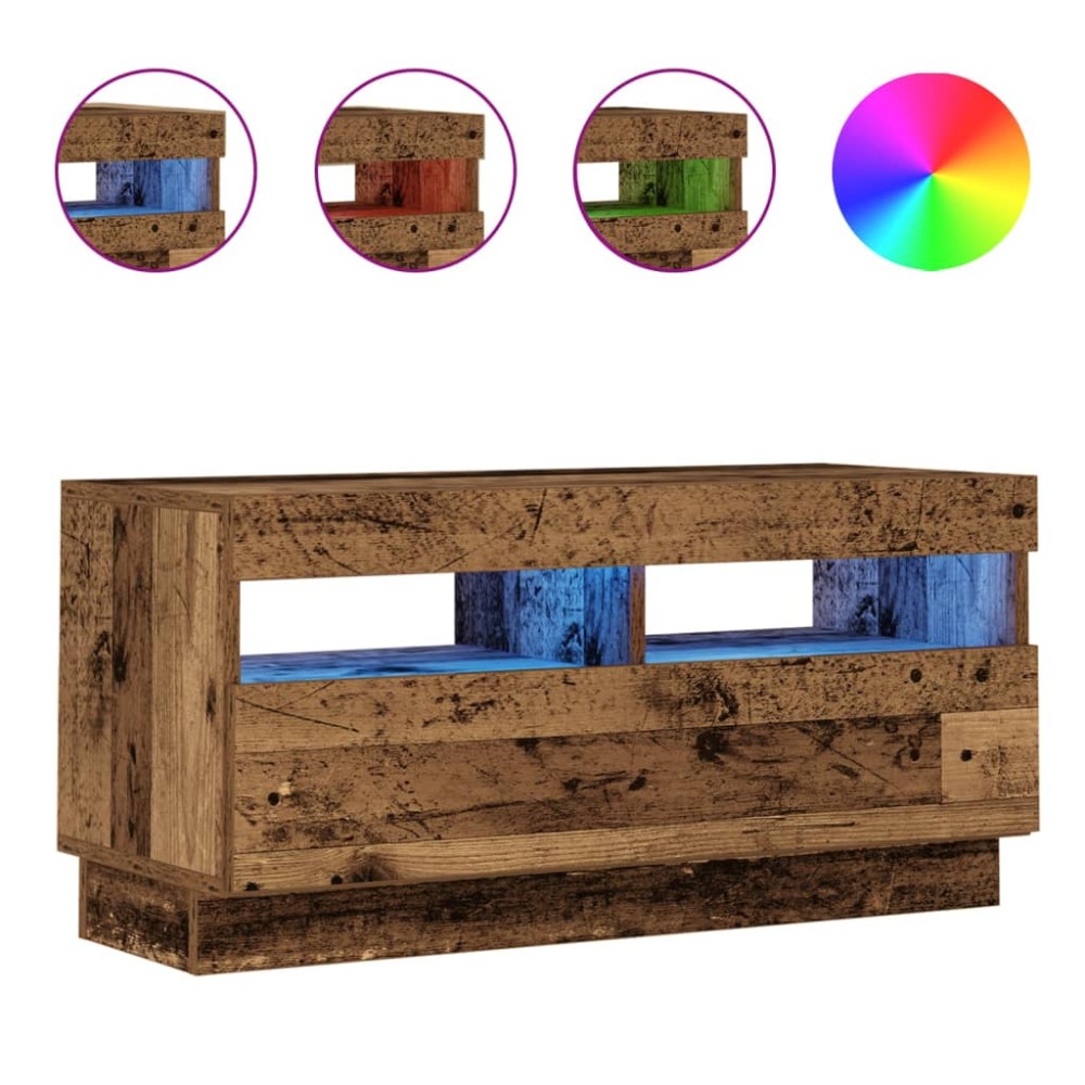 vidaXL Dulap TV cu lumini LED lemn vechi 80x35x40 cm lemn prelucrat