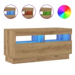vidaXL Dulap TV lumini LED stejar artizanal 80x35x40 cm lemn prelucrat