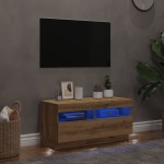 vidaXL Dulap TV lumini LED stejar artizanal 80x35x40 cm lemn prelucrat