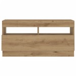 vidaXL Dulap TV lumini LED stejar artizanal 80x35x40 cm lemn prelucrat