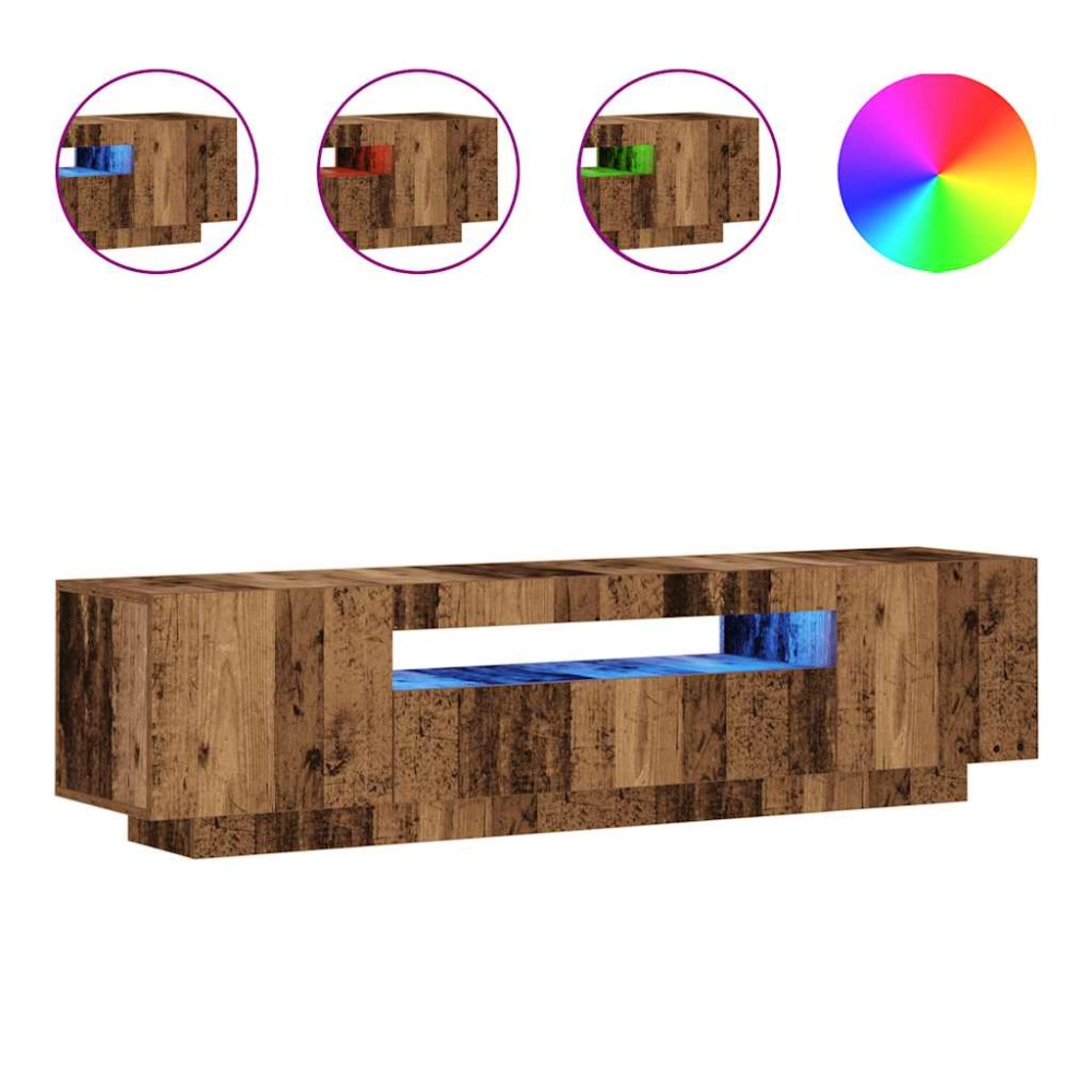 vidaXL Dulap TV cu lumini LED lemn vechi 160x35x40 cm lemn prelucrat