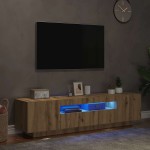 vidaXL Dulap TV cu LED stejar artizanal 160x35x40 cm lemn prelucrat