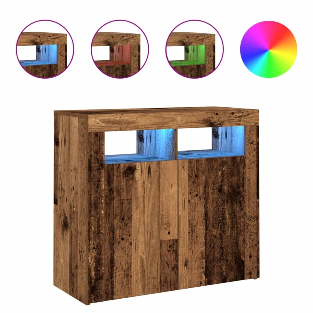vidaXL Dulap cu lumini LED, lemn vechi, 80x35x75 cm, lemn prelucrat