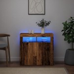 vidaXL Dulap cu lumini LED, lemn vechi, 80x35x75 cm, lemn prelucrat