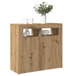vidaXL Dulap cu lumini LED stejar artizanal 80x35x75 cm lemn prelucrat vidaXL Dulap cu lumini LED stejar artizanal 80x35x75 cm lemn prelucrat