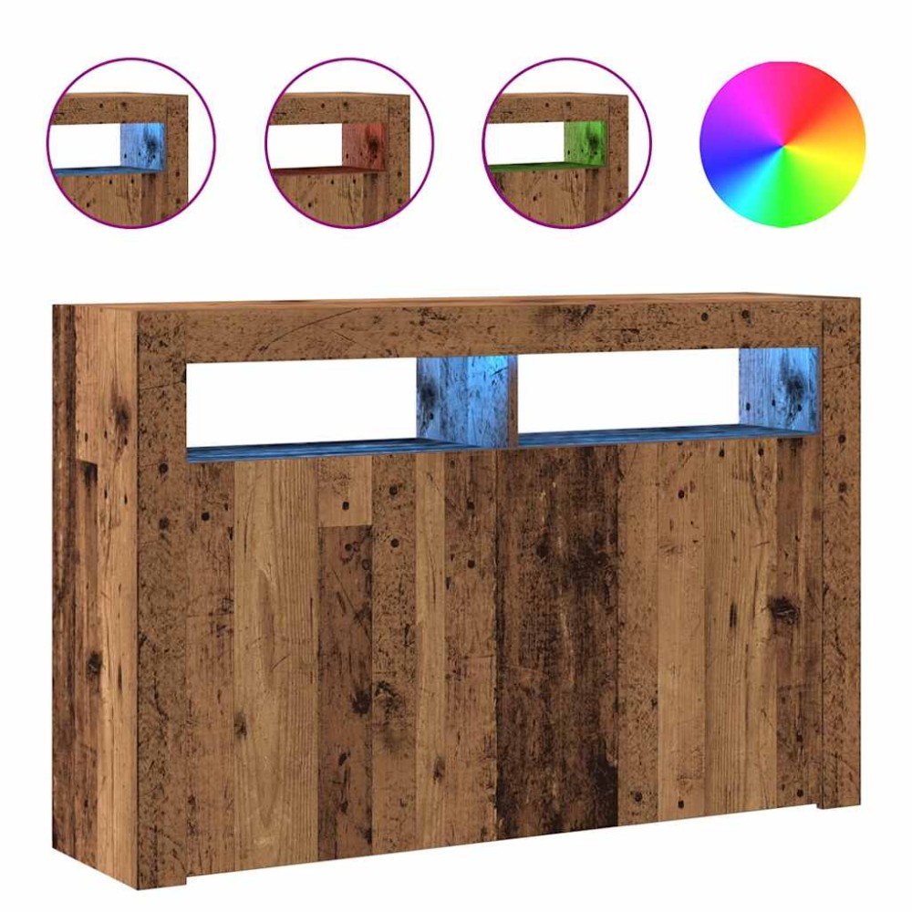 vidaXL Dulap cu lumini LED, lemn vechi, 115,5x30x75 cm, lemn prelucrat