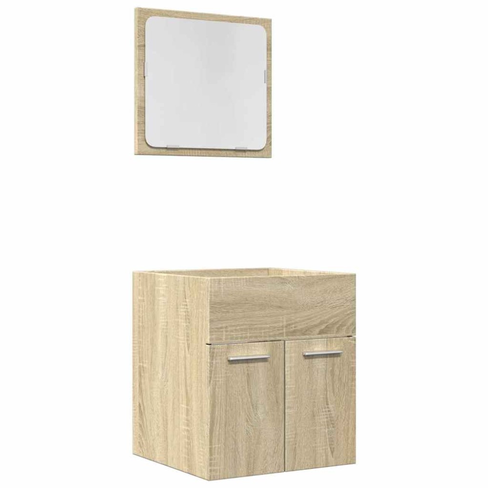 vidaXL Set mobilier de baie, 2 piese, stejar sonoma, lemn prelucrat