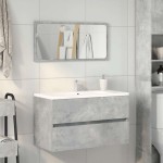 vidaXL Dulap de baie cu oglindă, gri beton, lemn prelucrat vidaXL Dulap de baie cu oglindă, gri beton, lemn prelucrat