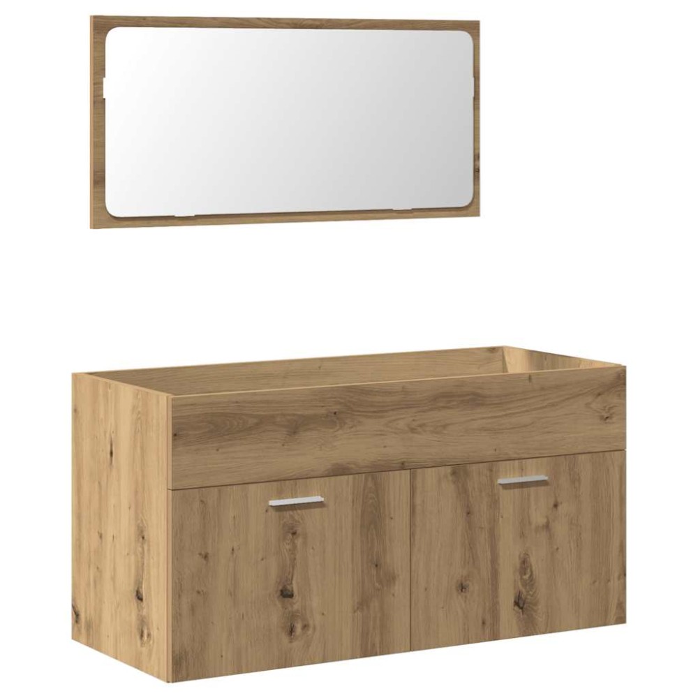 vidaXL Dulap de baie cu oglindă Artisan Stejar lemn prelucrat