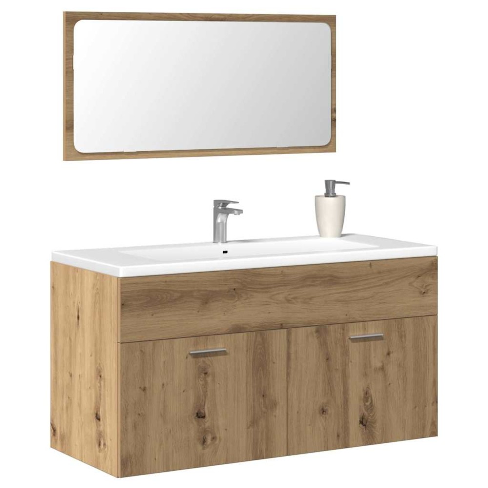 vidaXL Dulap de baie cu oglindă Artisan Stejar lemn prelucrat