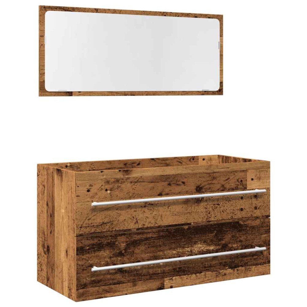 vidaXL Set mobilier de baie, 2 piese, lemn vechi, lemn prelucrat