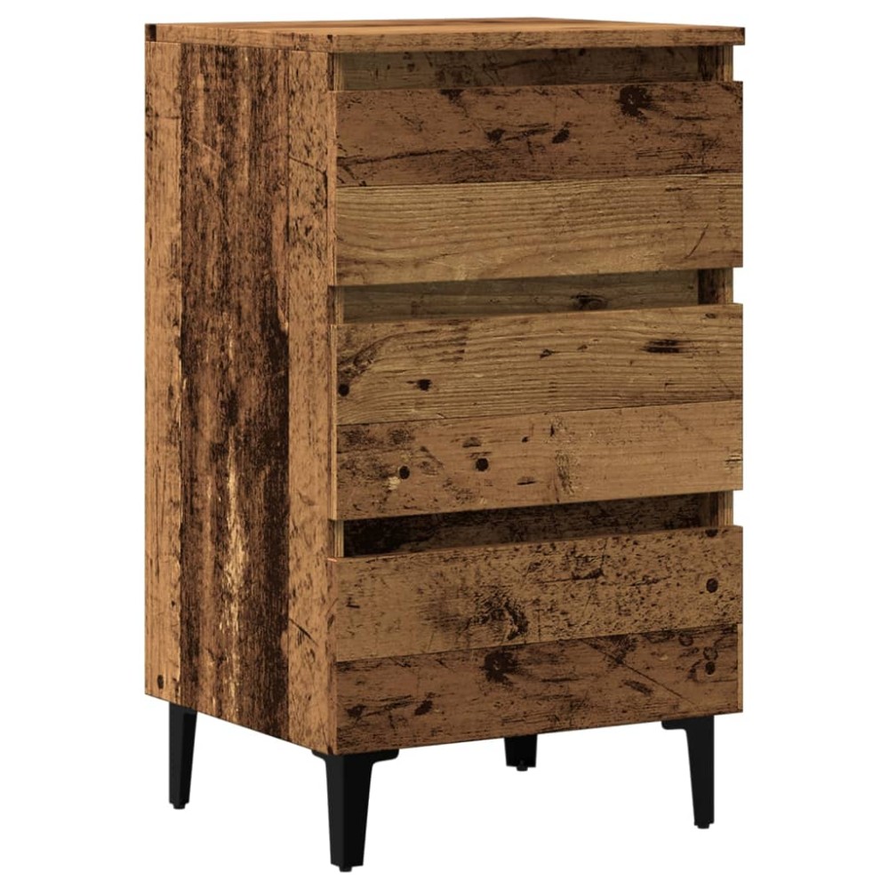 vidaXL Noptieră cu picioare metalice, lemn vechi, 40x35x69 cm