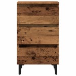 vidaXL Noptieră cu picioare metalice, lemn vechi, 40x35x69 cm