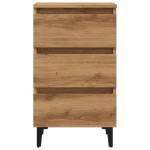 vidaXL Noptieră cu picioare metalice, stejar artizanal, 40x35x69 cm