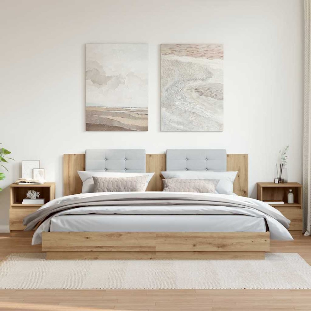 vidaXL Noptiere, 2 buc., stejar artizanal, 40x40x50 cm, lemn prelucrat