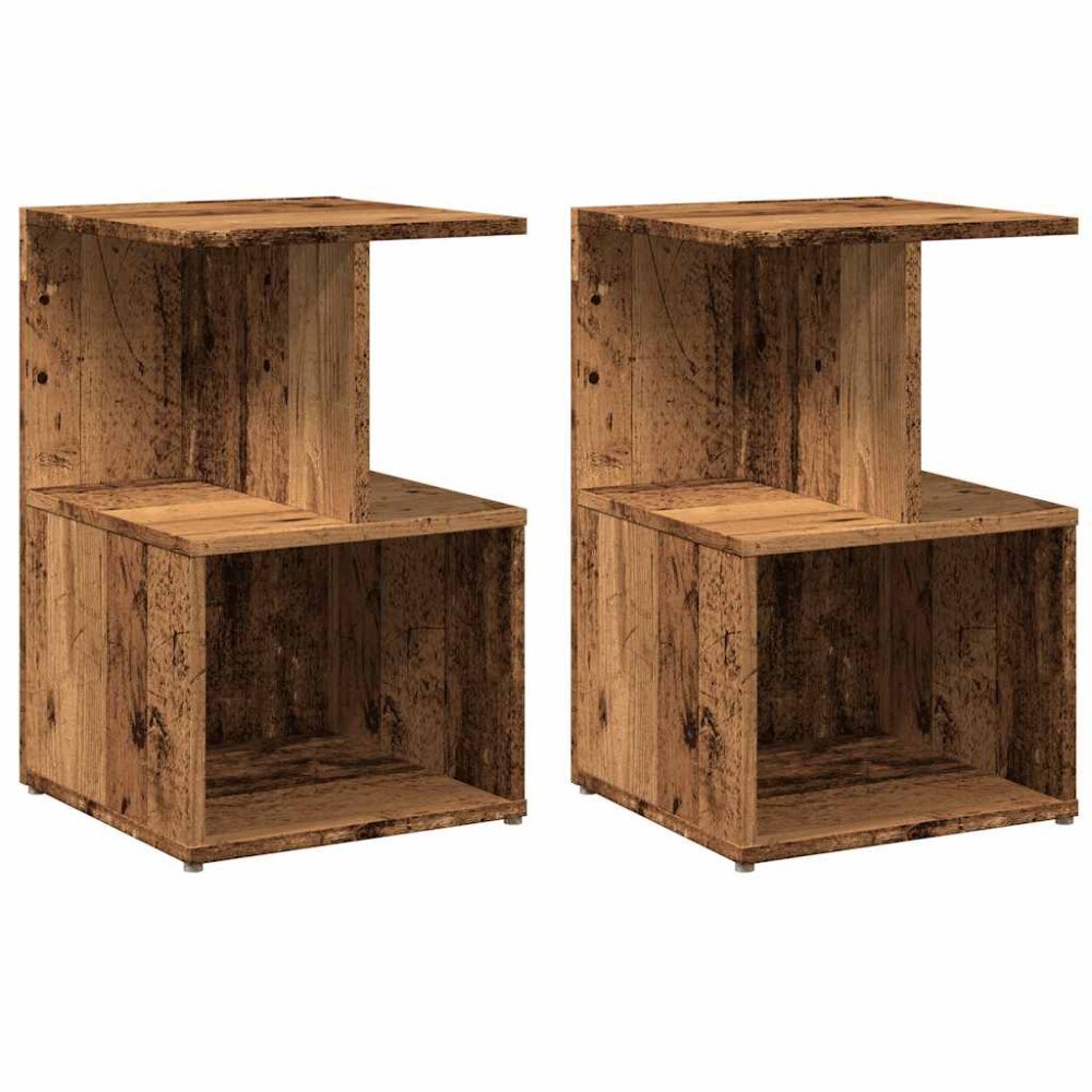 vidaXL Noptiere 2 buc Lemn vechi 35x35x55 cm Lemn de prelucrare