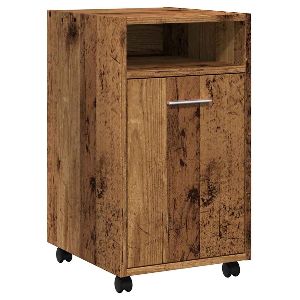 vidaXL Dulap lateral cu roți, lemn vechi, 33x38x60 cm, PAL