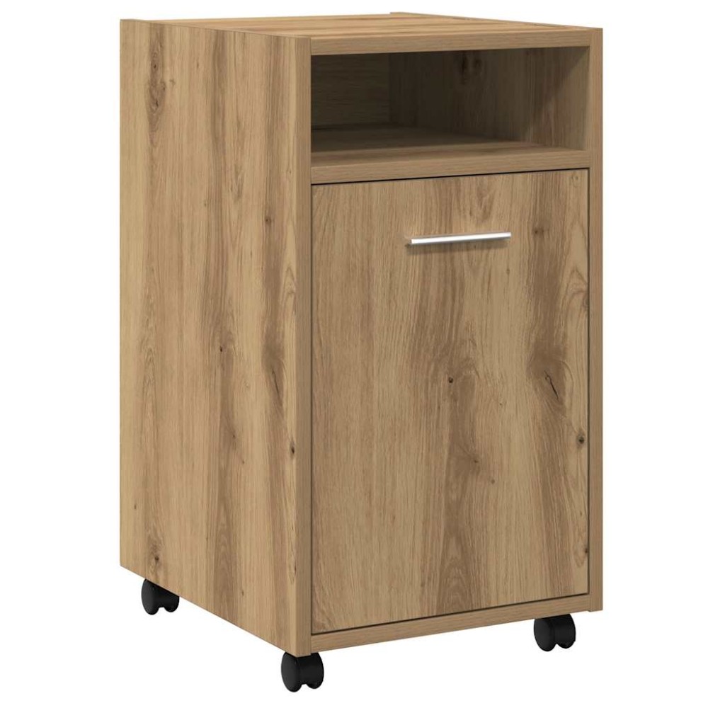 vidaXL Dulap TV cu roți stejar artizanal 33x38x60 cm lemn prelucrat