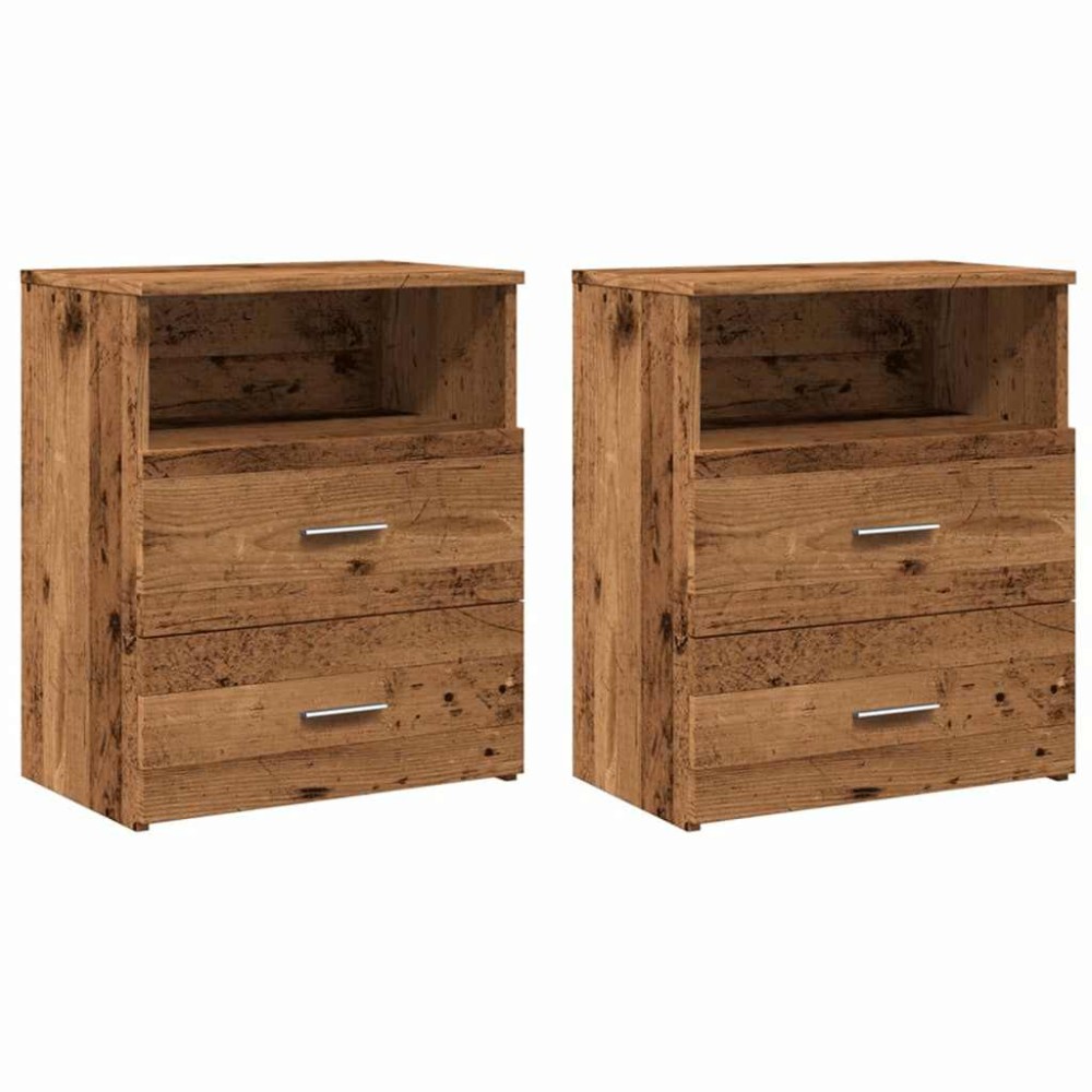 vidaXL Noptiere, 2 buc, lemn învechit, 50x32x60 cm, lemn prelucrat