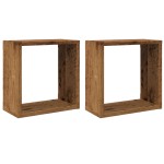 vidaXL Rafturi de perete cub, 2 buc., lemn vechi, 30x15x30 cm lemn