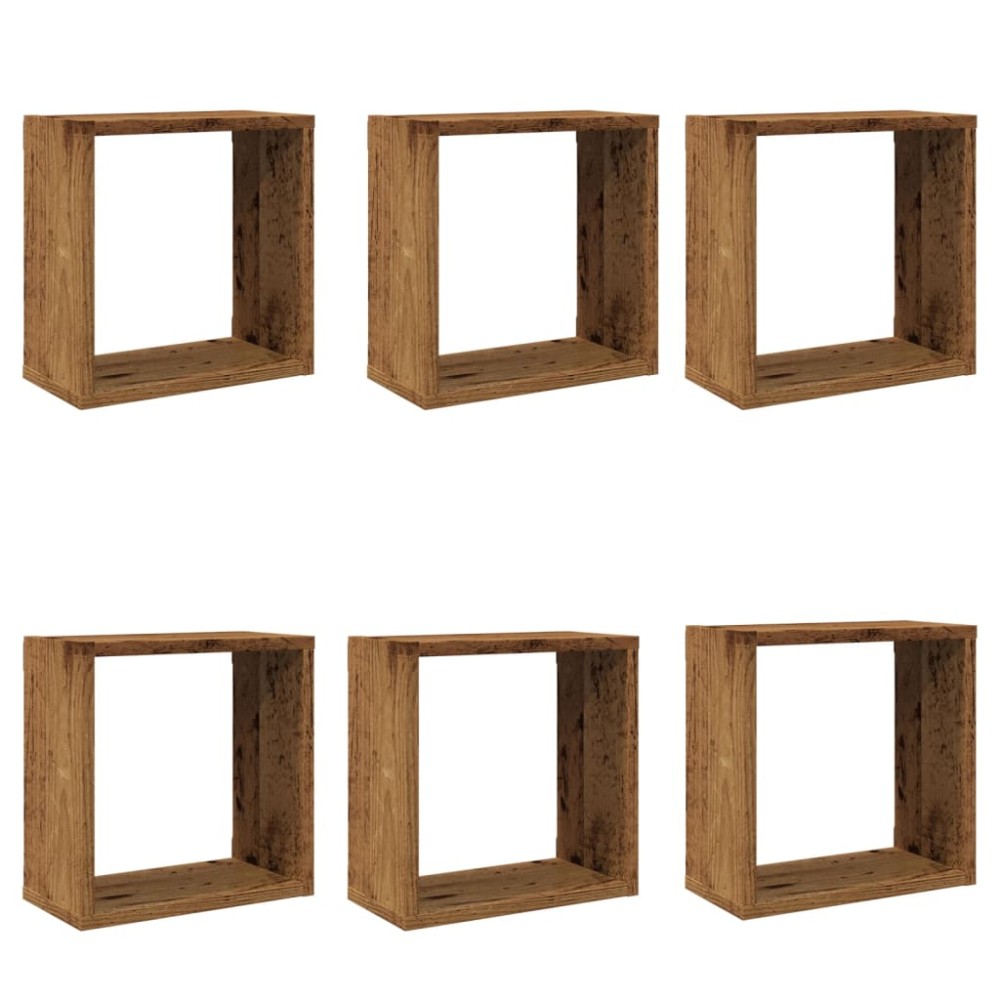 vidaXL Rafturi de perete cub, 6 buc., lemn vechi, 30x15x30 cm lemn