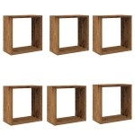 vidaXL Rafturi de perete cub, 6 buc., lemn vechi, 30x15x30 cm lemn vidaXL Rafturi de perete cub, 6 buc., lemn vechi, 30x15x30 cm lemn
