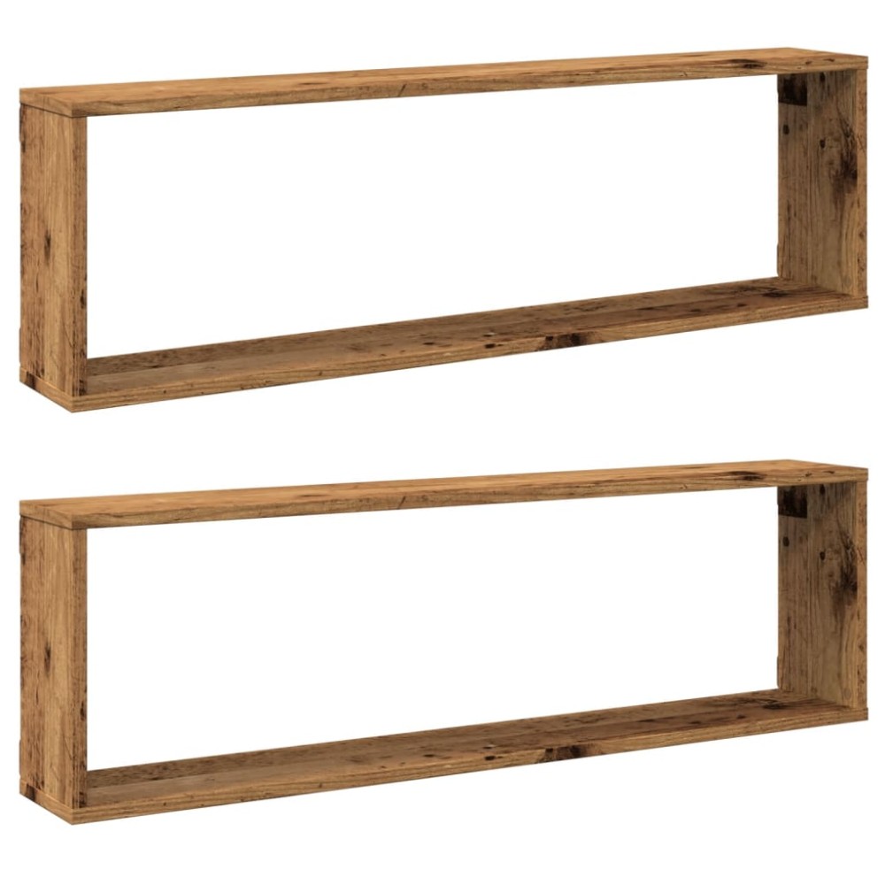 vidaXL Rafturi de perete cub, 2 buc., lemn vechi, 100x15x30 cm, lemn