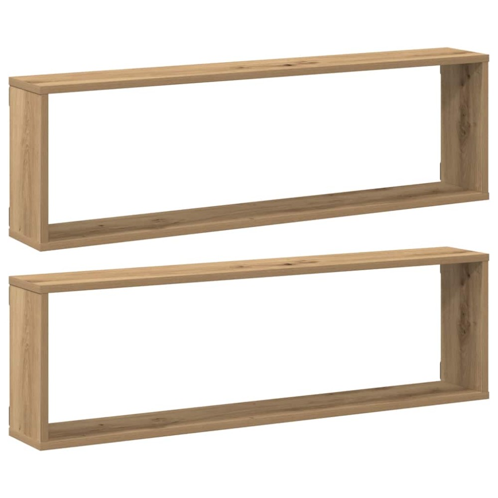 vidaXL Rafturi de perete cub 2 buc. stejar artizanal 100x15x30 cm lemn