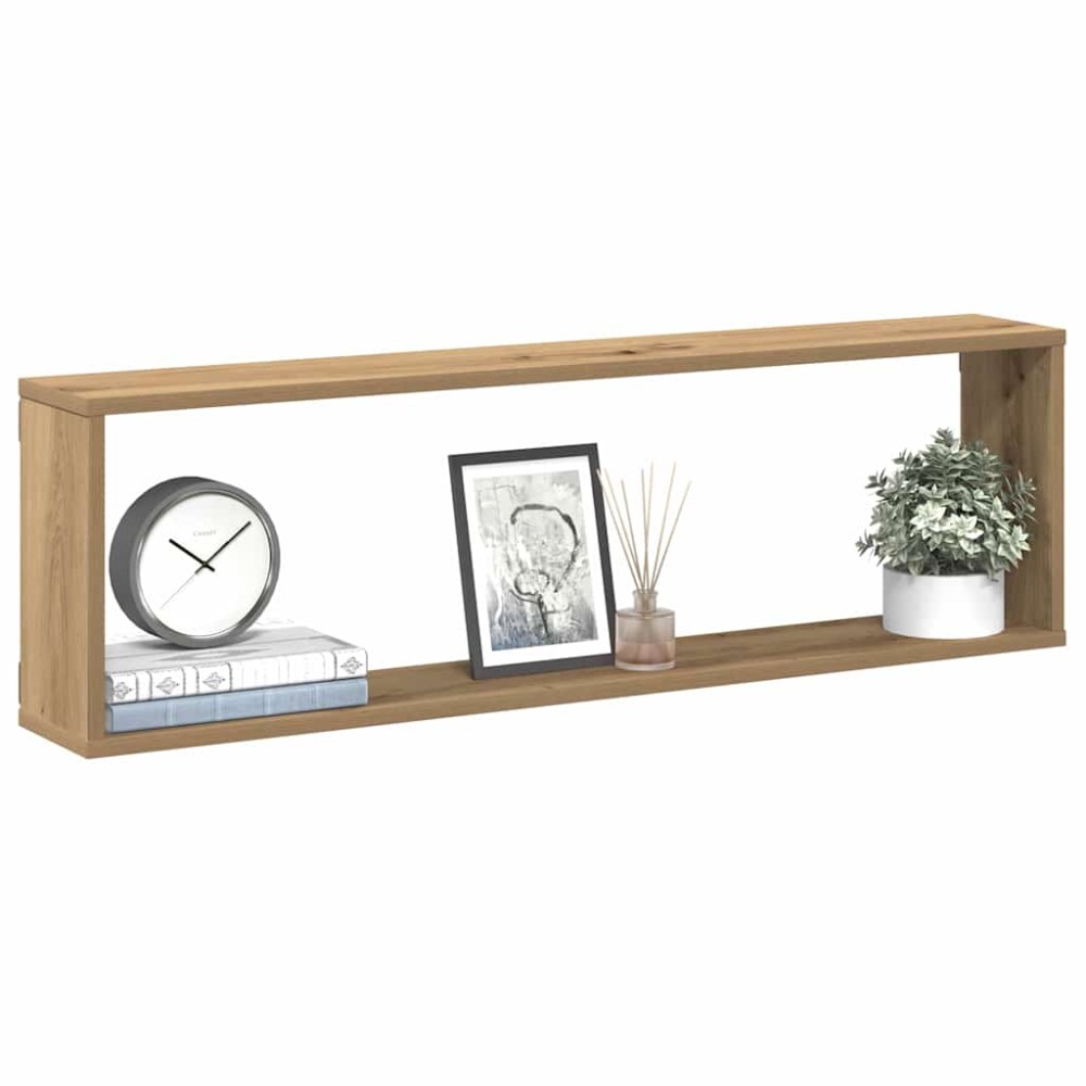 vidaXL Rafturi de perete cub 2 buc. stejar artizanal 100x15x30 cm lemn