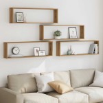 vidaXL Rafturi perete cub, 4 buc., stejar artizanal 100x15x30 cm lemn vidaXL Rafturi perete cub, 4 buc., stejar artizanal 100x15x30 cm lemn