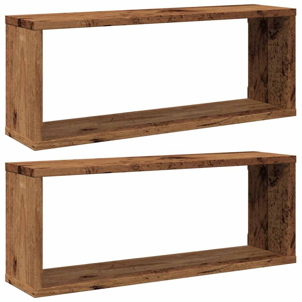 vidaXL Rafturi perete cub 2 buc. lemn vechi 60x15x23cm, lemn prelucrat
