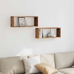 vidaXL Rafturi perete cub 2 buc. lemn vechi 60x15x23cm, lemn prelucrat vidaXL Rafturi perete cub 2 buc. lemn vechi 60x15x23cm, lemn prelucrat