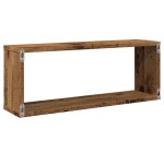 vidaXL Rafturi perete cub 2 buc. lemn vechi 60x15x23cm, lemn prelucrat vidaXL Rafturi perete cub 2 buc. lemn vechi 60x15x23cm, lemn prelucrat